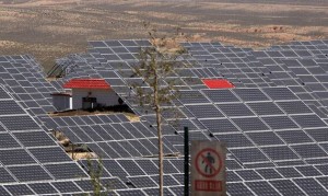 FILE - In this file photo dated Saturday, Oct. 10, 2015, an array of solar panels absorb the power of the sun, in northwestern China's Ningxia Hui autonomous region. A U.N.-backed report released Thursday March 24, 2016, says global investments in solar, wind and other sources of renewable energy reached a record $286 billion last year, and the developing world accounted for the majority of investment for the first time. (AP Photo/Ng Han Guan, FILE)