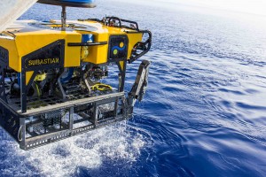 ROV SuBastian, a new eco-friendly 3,100 kg (6,500 pound) deep-sea research platform for the Schmidt Ocean Institute's R/V Falkor, equipped with ultra high-resolution 4K cameras, mechanical arms that move seven ways and can sample to depths of 4,500 meters (2.8 miles), with a lighting system equivalent to the lamps of 150 car high-beams. Credit: Schmidt Ocean Institute